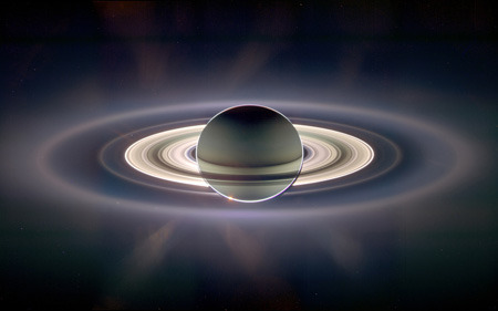 Saturn From Behind, courtesy of Cassini-Huygens