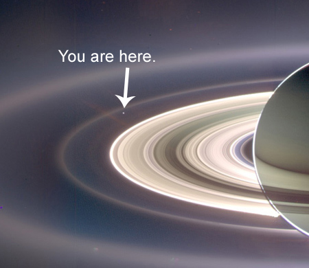 Saturn From Behind, courtesy of Cassini-Huygens -- You Are Here