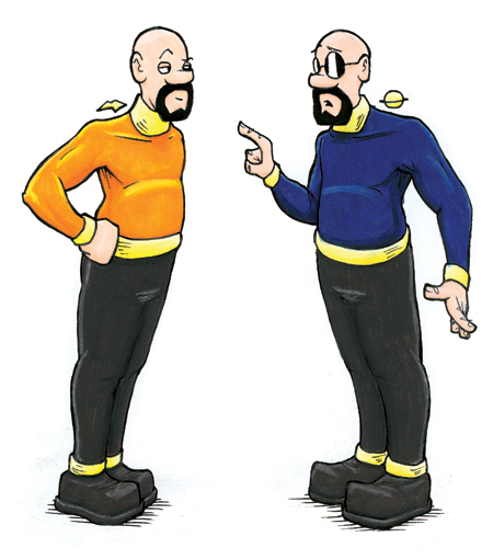 "Two Kevyns" by Howard Tayler, colored by Keliana Tayler