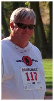 Steve Strote wearing his Tagon's Toughs shirt for a 5k run. Photo by Ron Akins